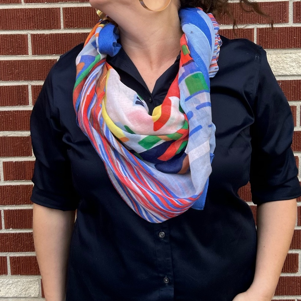 PRINTER VILLAGE The City Landscape Multicolor Long Rectangle Scarf